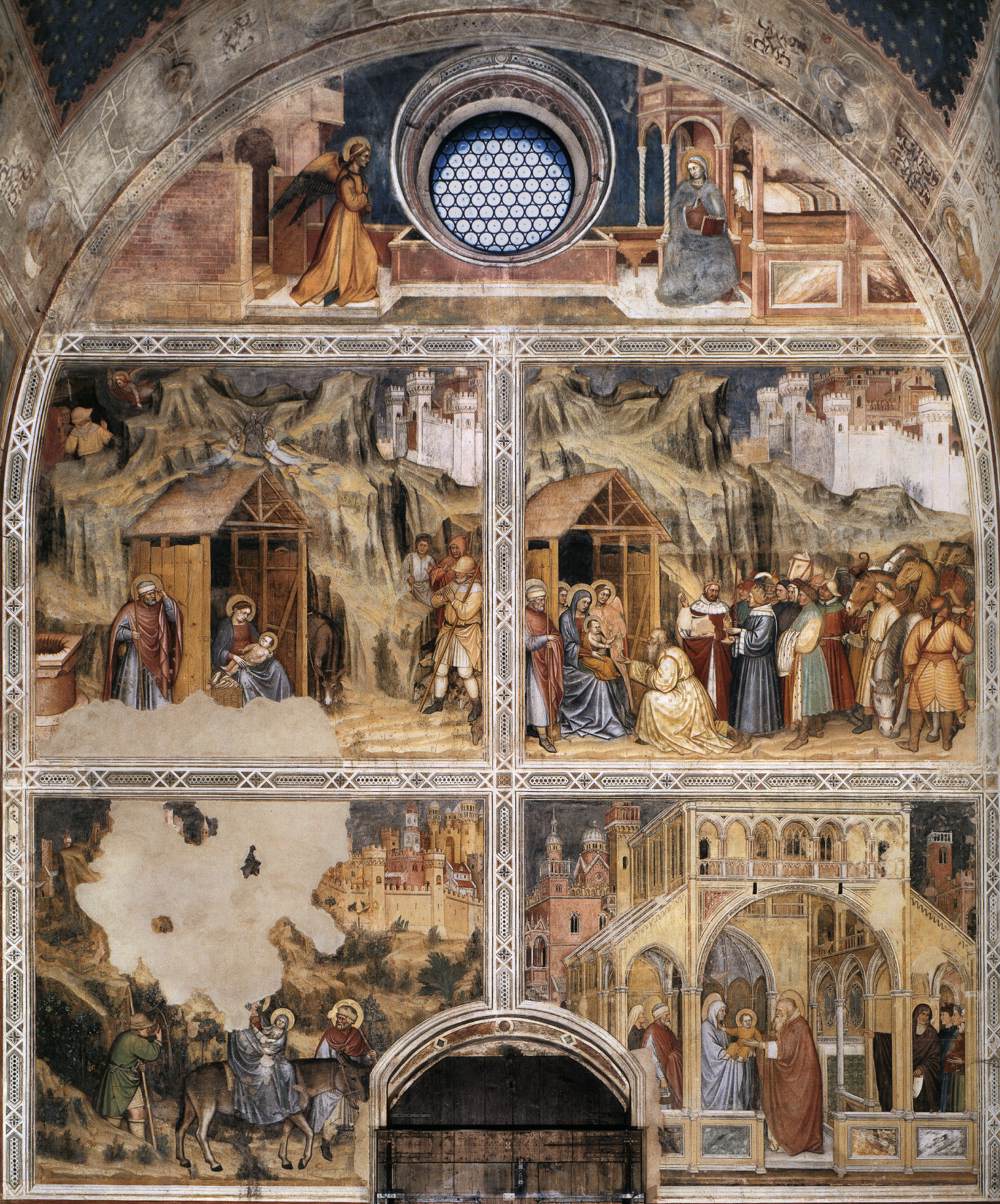 Scenes on the entry wall