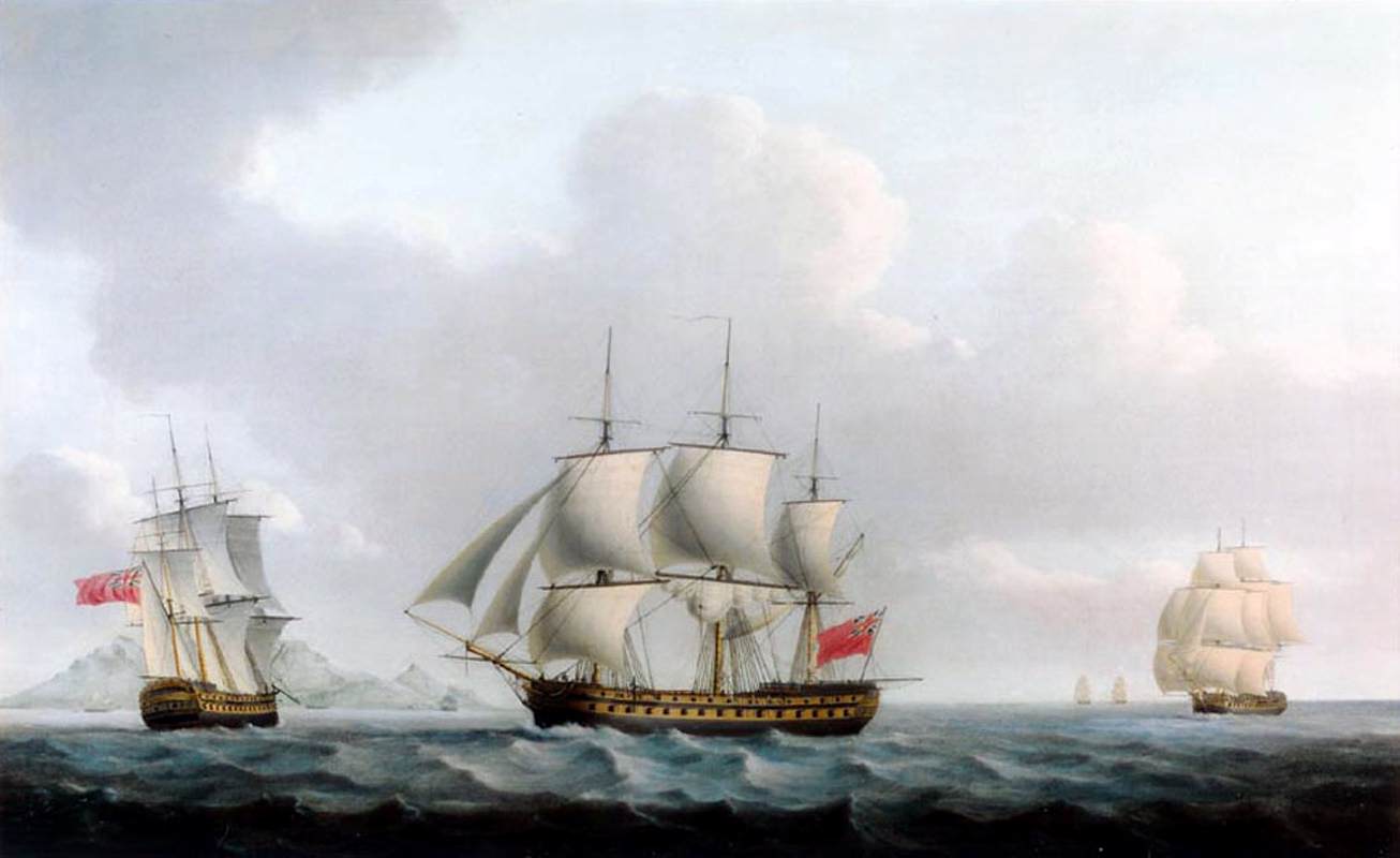 An English 3rd-Rate Ship of the Line in Three Positions
