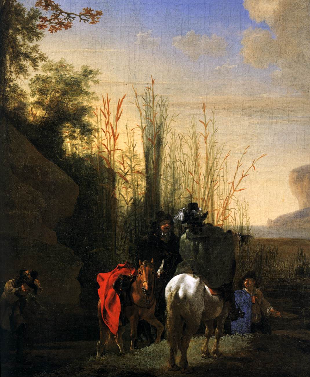 Coastal Scene with Resting Riders (detail)