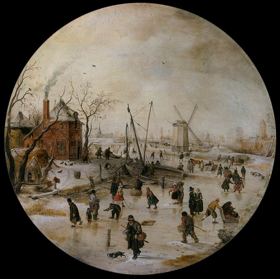 Frozen River with Skaters