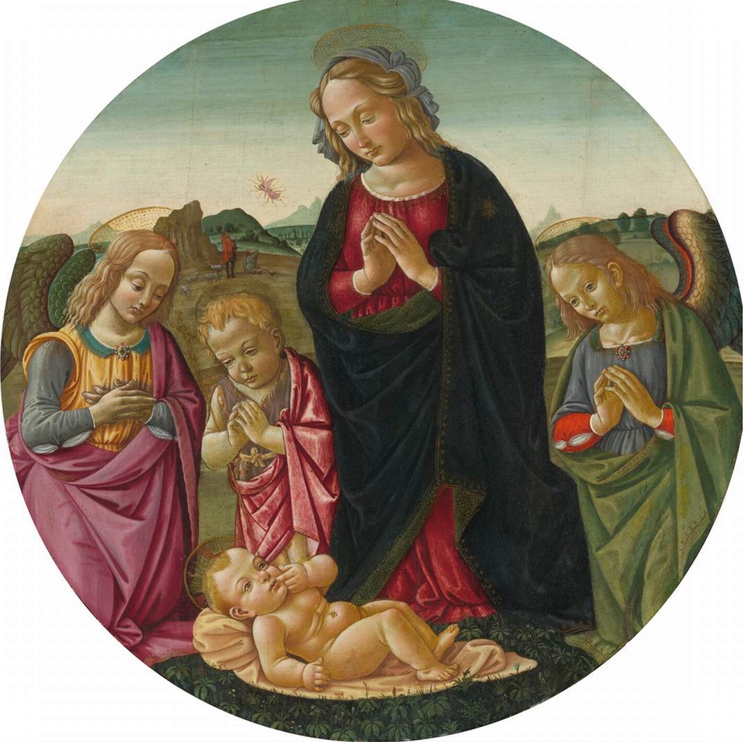 Madonna and Infant St John the Baptist Adoring the Christ Child with Two Angels