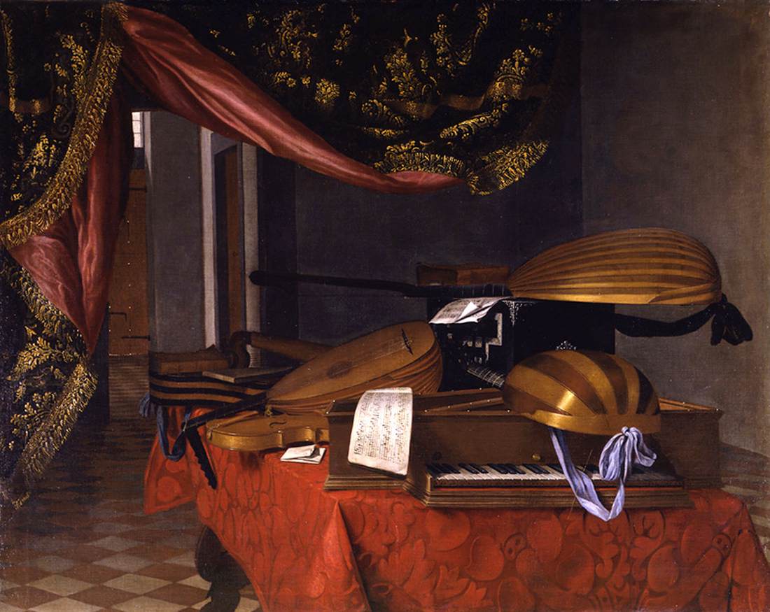 Still-Life with Musical Instruments in an Interior