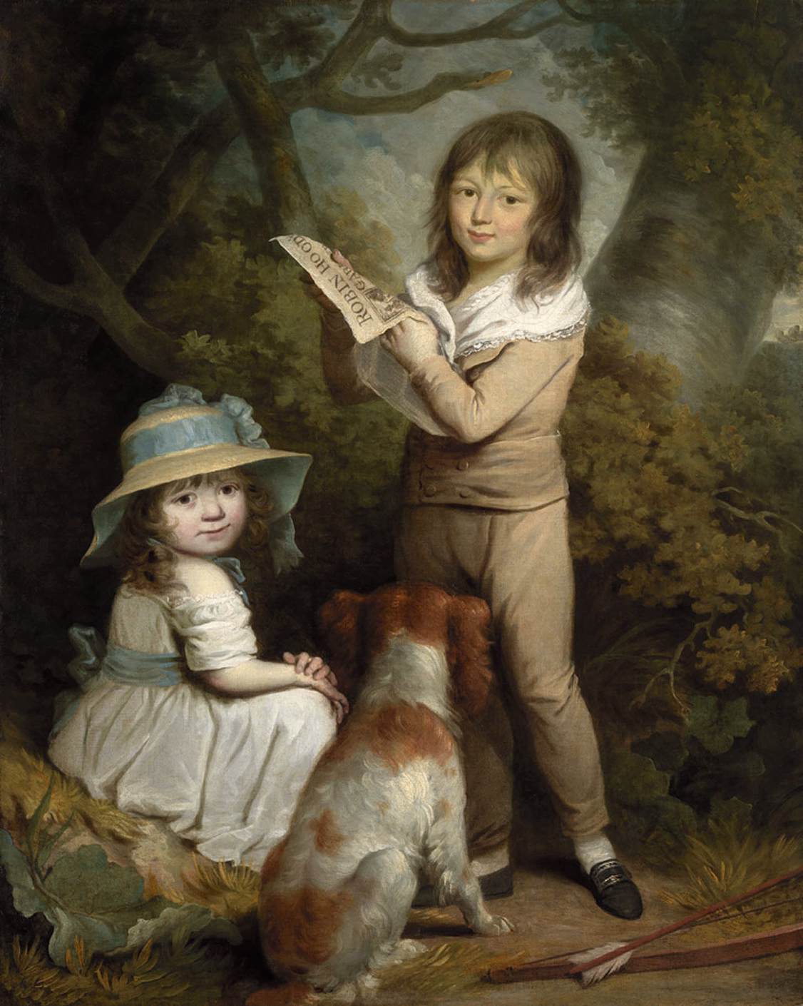 Two Children with a Spaniel