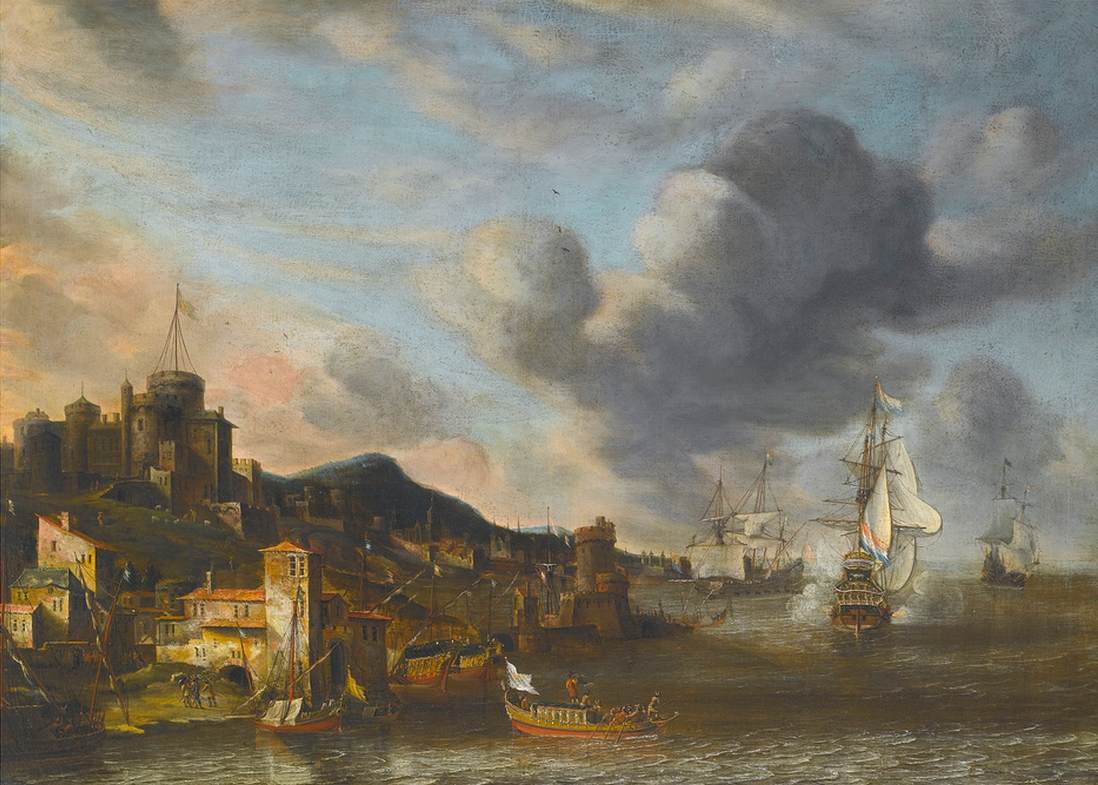 Dutch Man O' War Firing its Guns