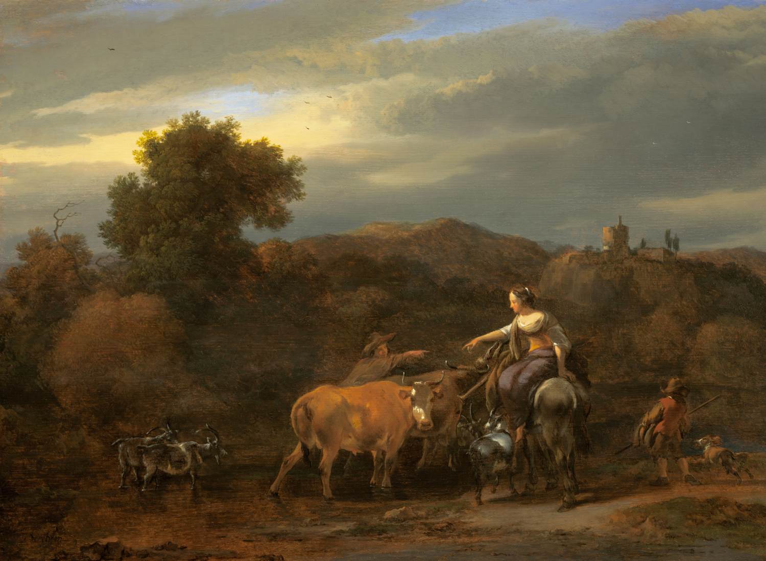 Evening Landscape with Drovers and their Animals