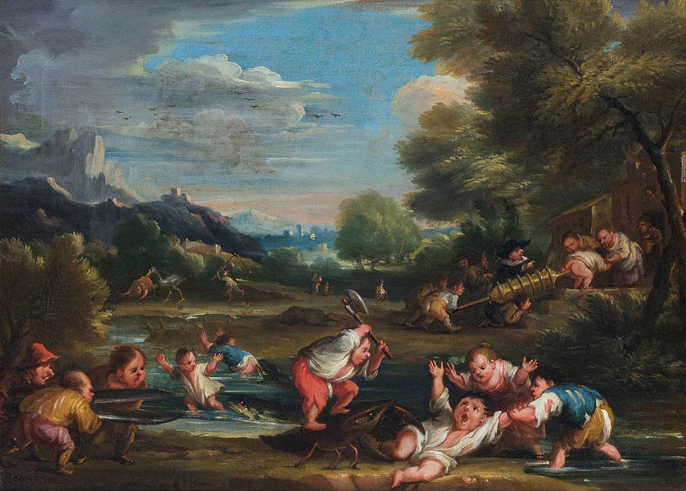 Dwarf Saves Companions from the Attack by a Shrimp