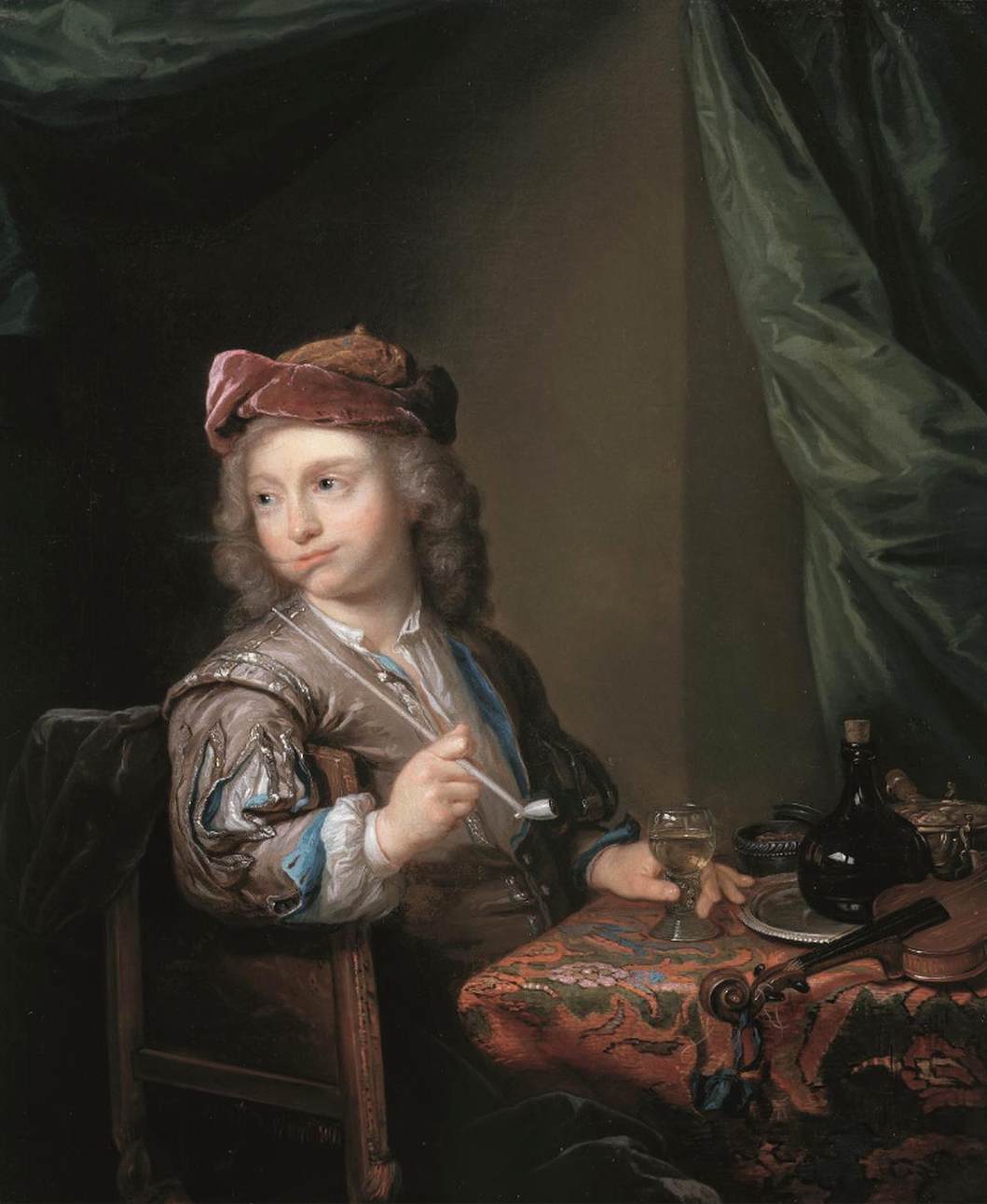 A Boy Seated at a Table, Smoking