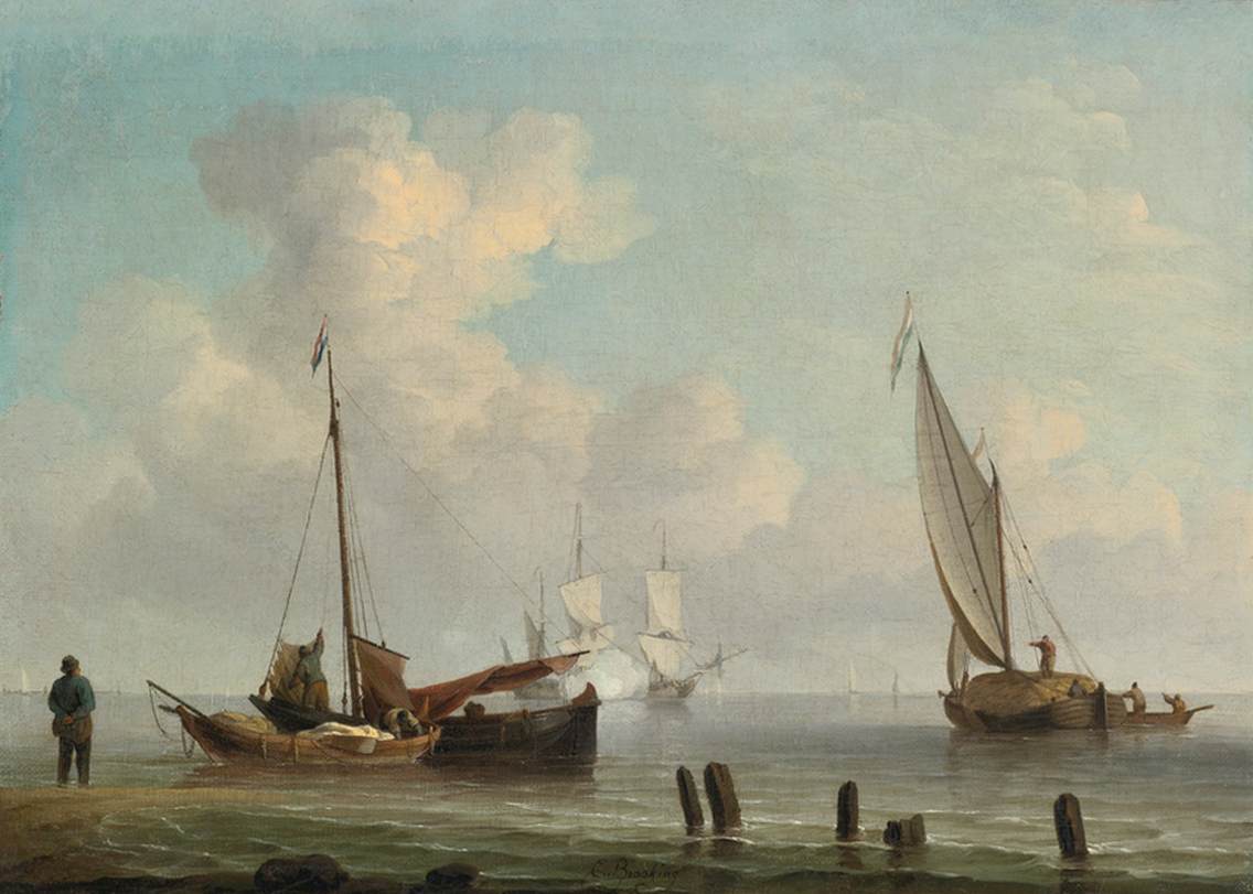 Dutch Fishing Kaags by a Shore