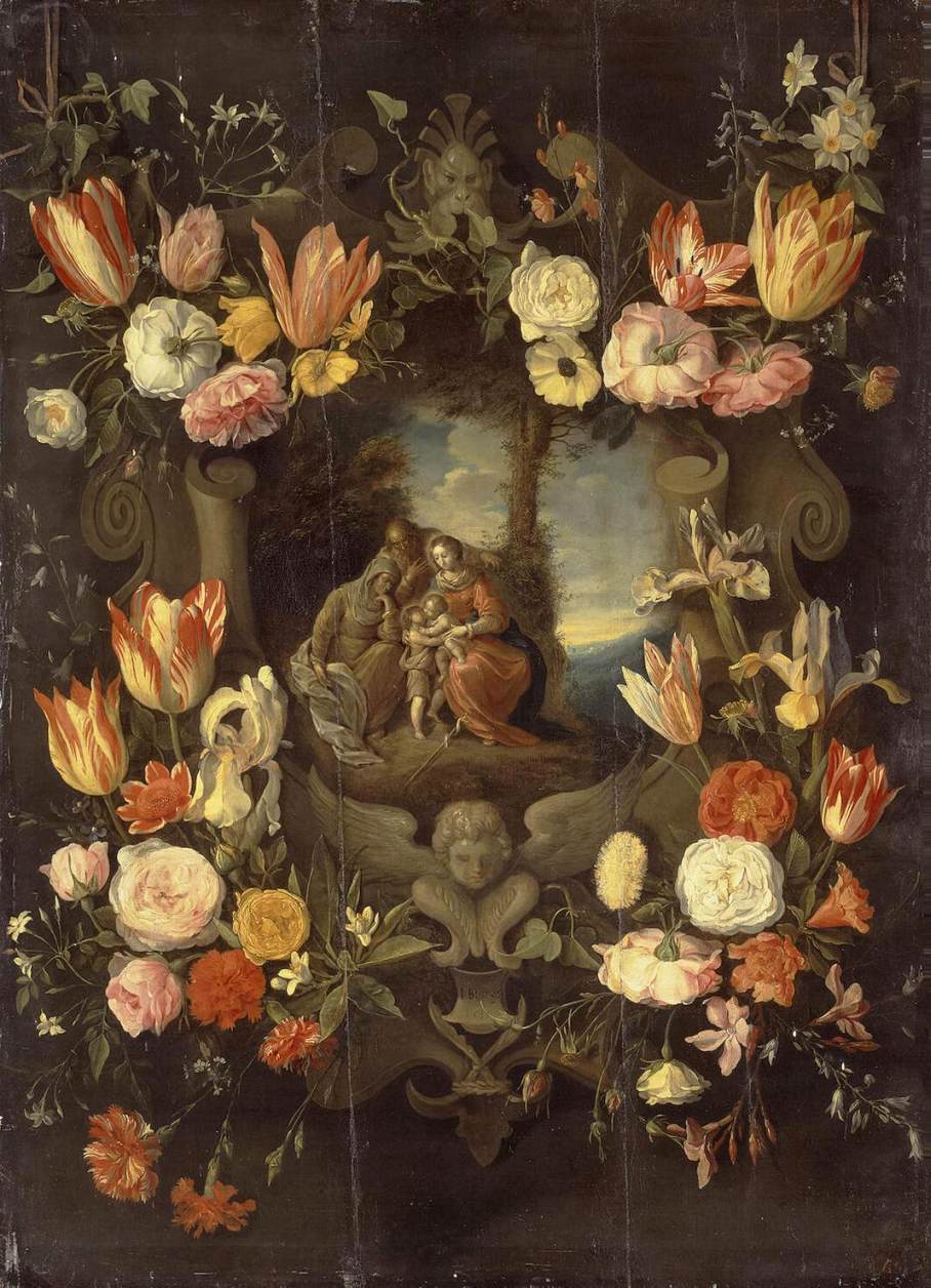 Holy Family Framed with Flowers