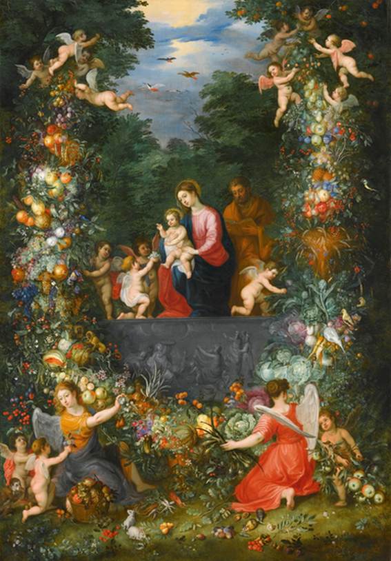 The Holy Family within a Garland