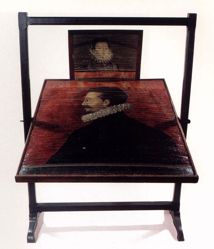 Optical Illusion with Portraits of Charles II and His Daughter Christine of Lorraine