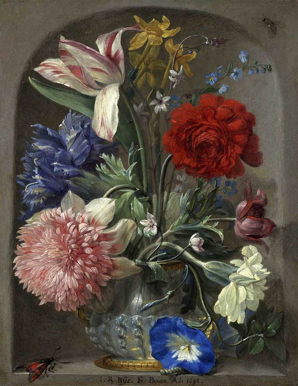 Flowers in a Vase in a Stone Niche