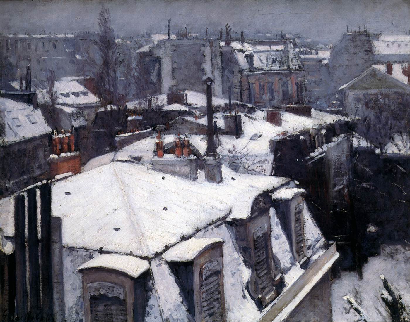 Snow-Covered Roofs in Paris