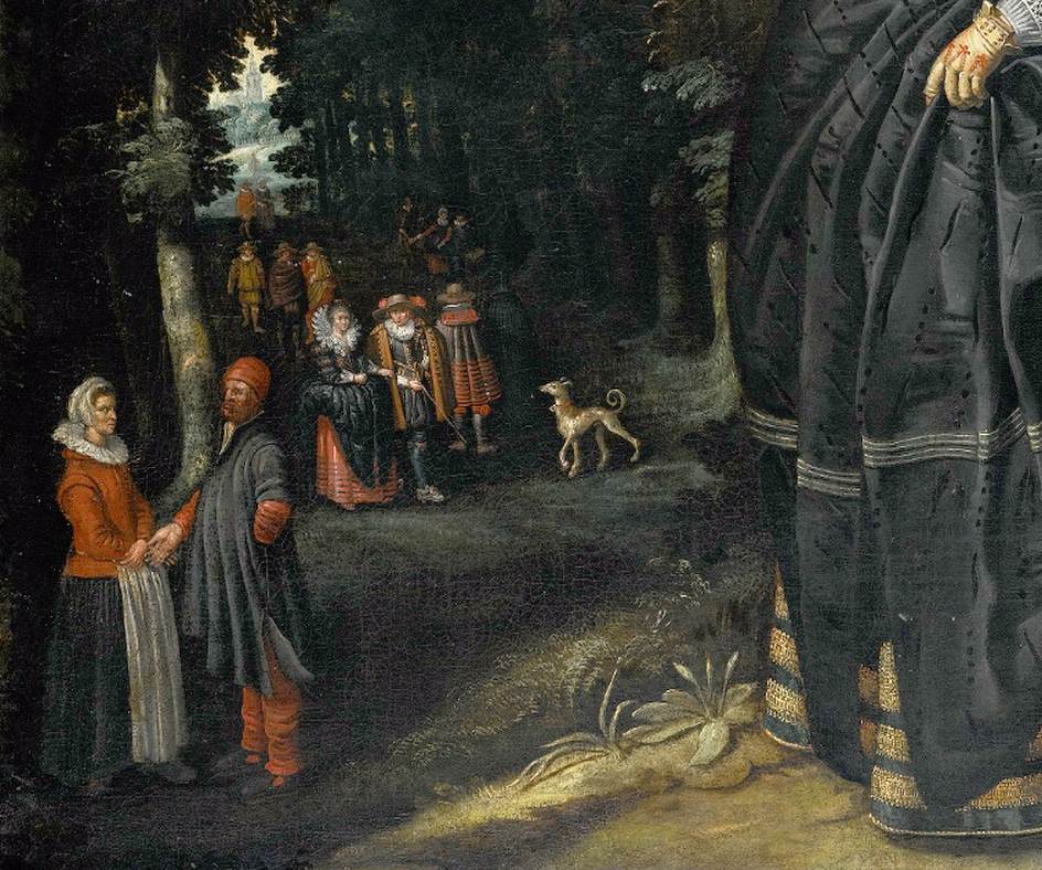 An Elegant Couple with a Dog (detail)