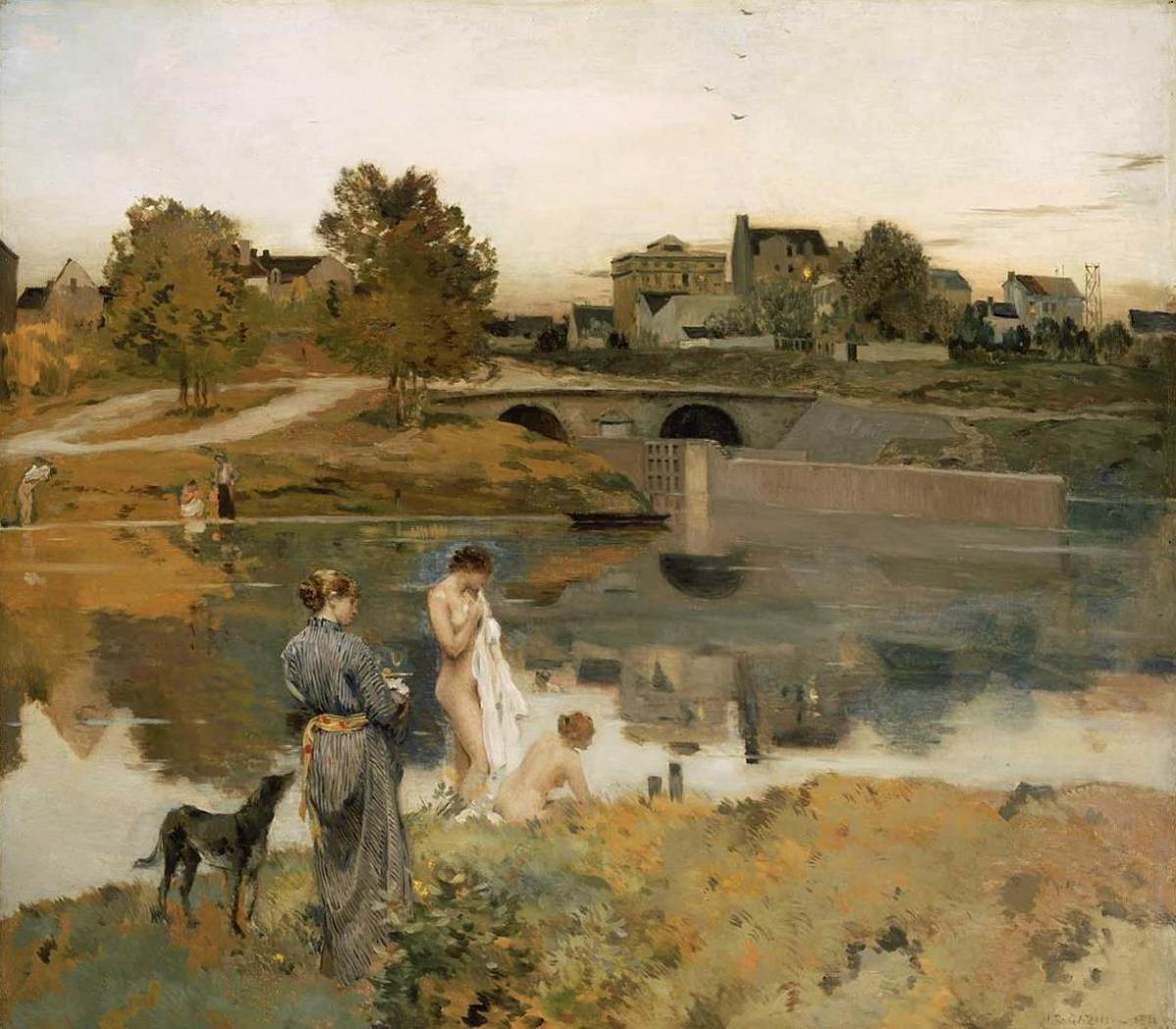 Riverbank with Bathers