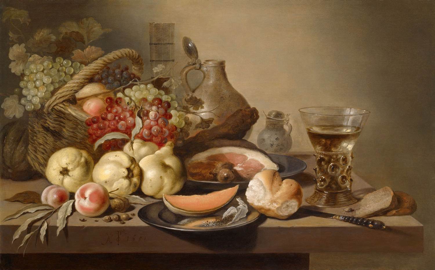 Still-Life with Fruit, Ham and Rummer