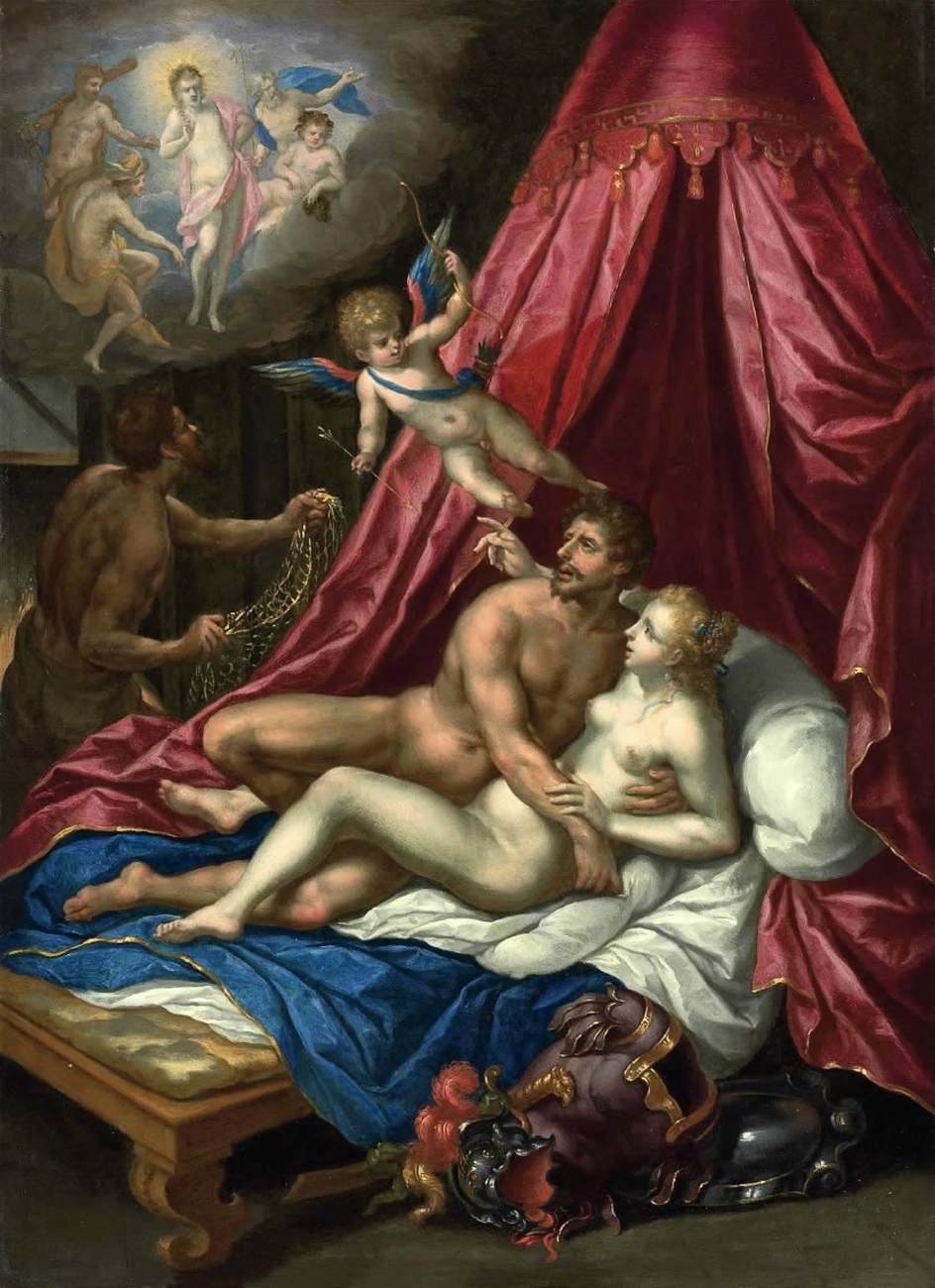 Mars and Venus Surprised by Vulcan, Cupid and Apollo