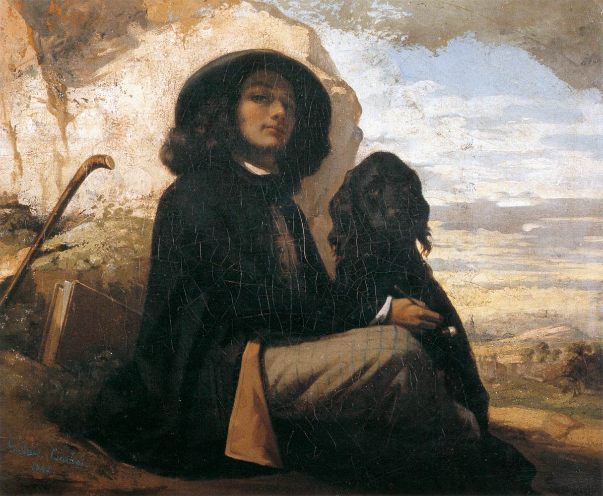 Self-Portrait with Black Dog