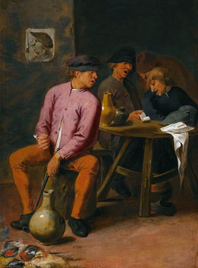 Drunken Singers Seated around a Table in a Tavern
