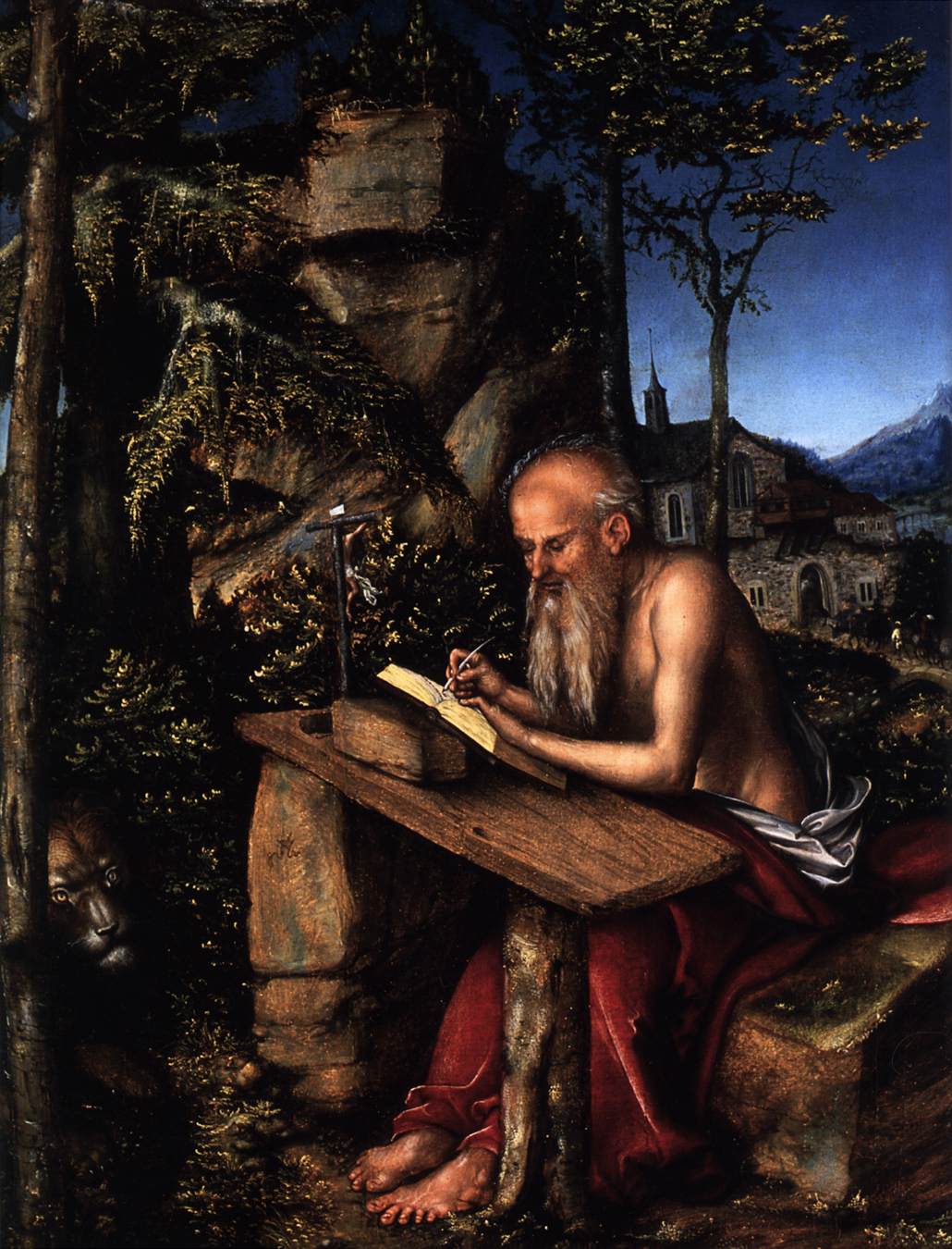 St Jerome Writing in a Landscape (detail)