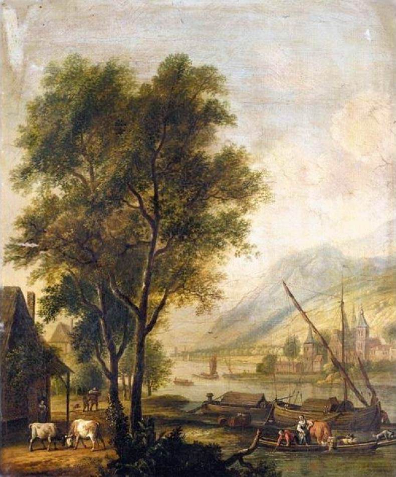 River Landscape with Cattle and Figures