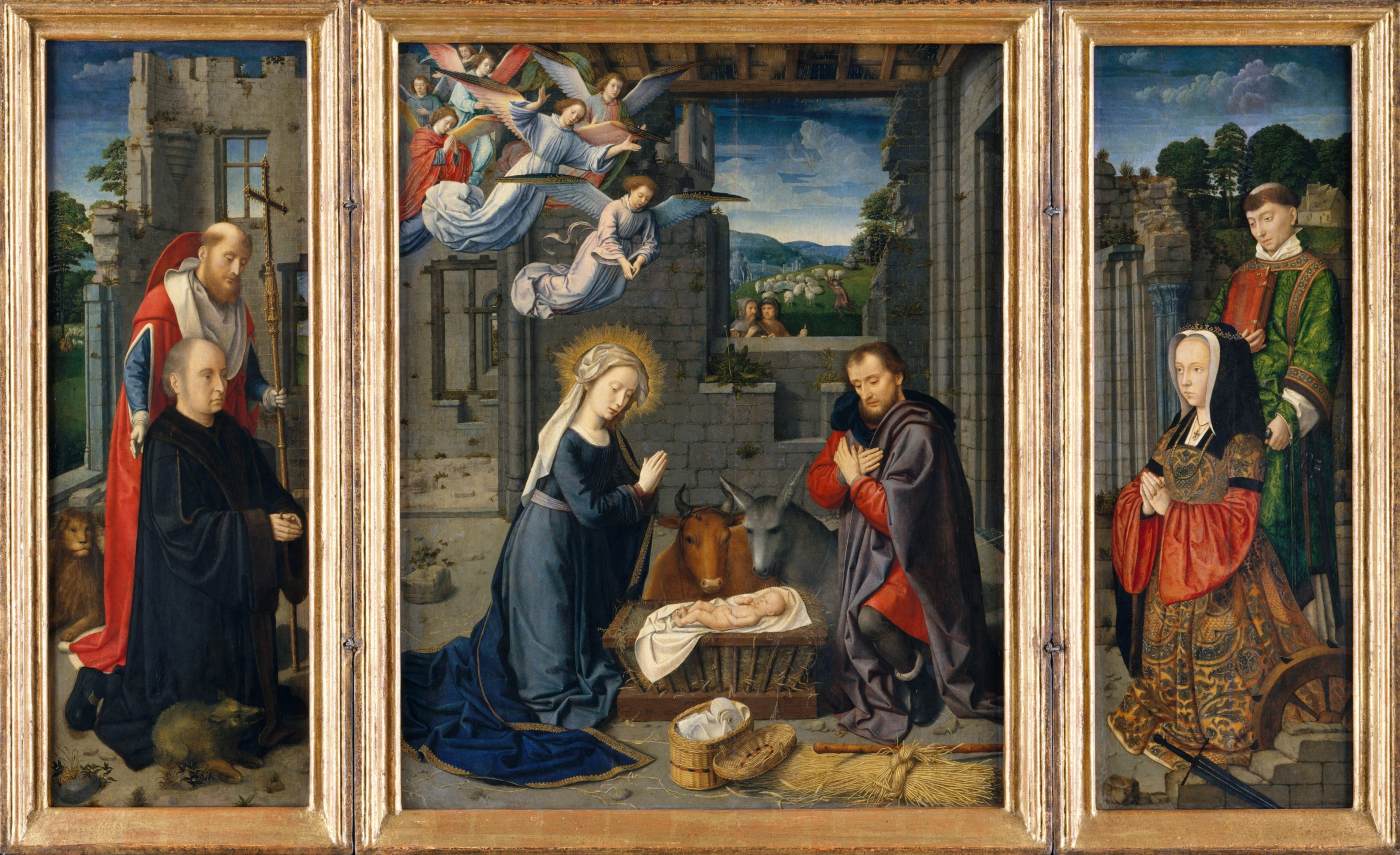 The Nativity with Donors and Sts Jerome and Leonard