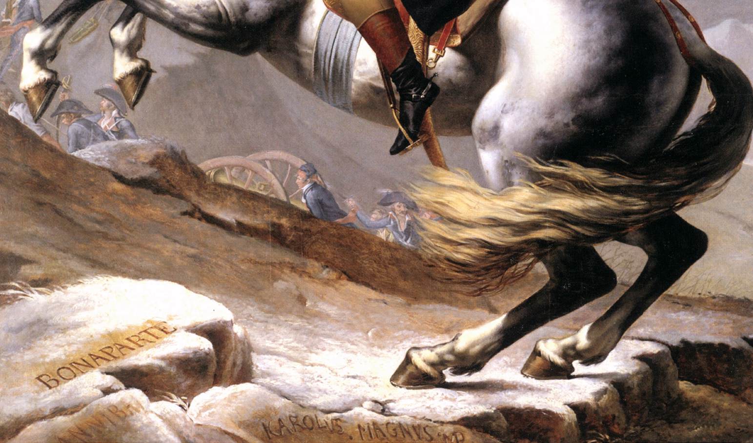 Bonaparte, Calm on a Fiery Steed, Crossing the Alps (detail)