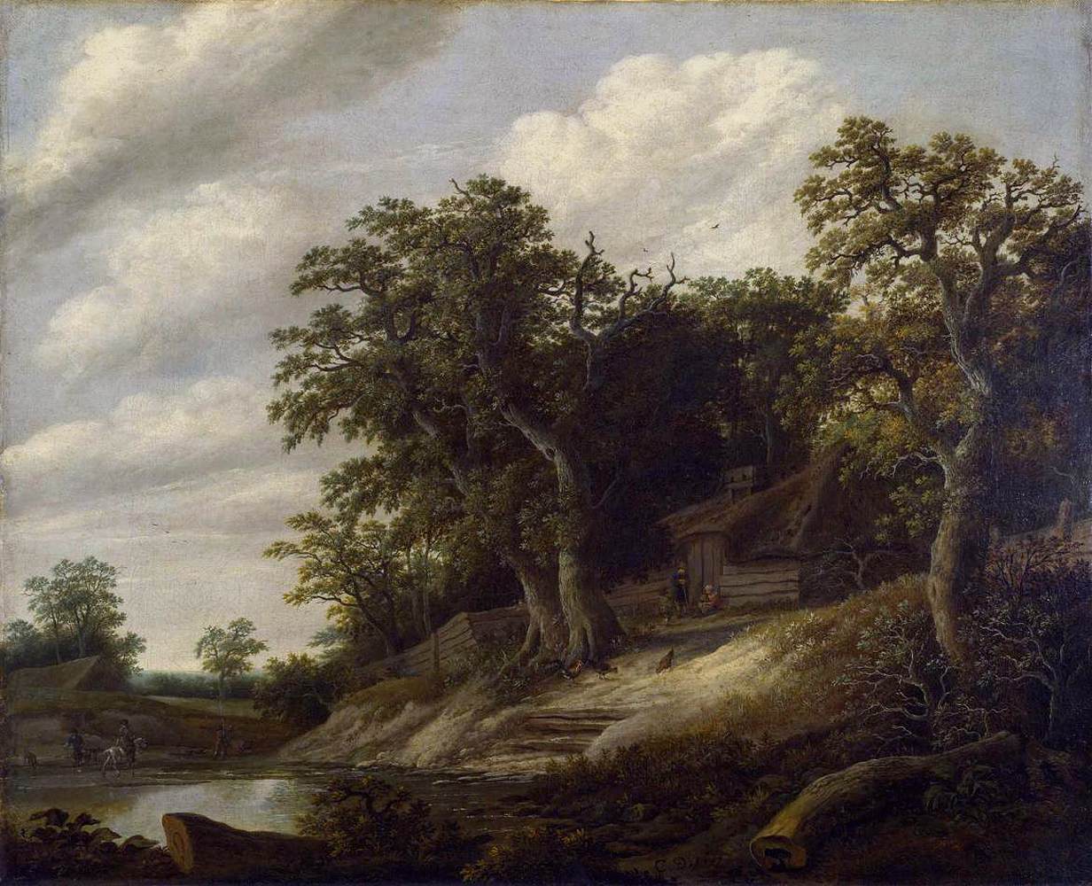 Cottage among Trees on Bank of Stream