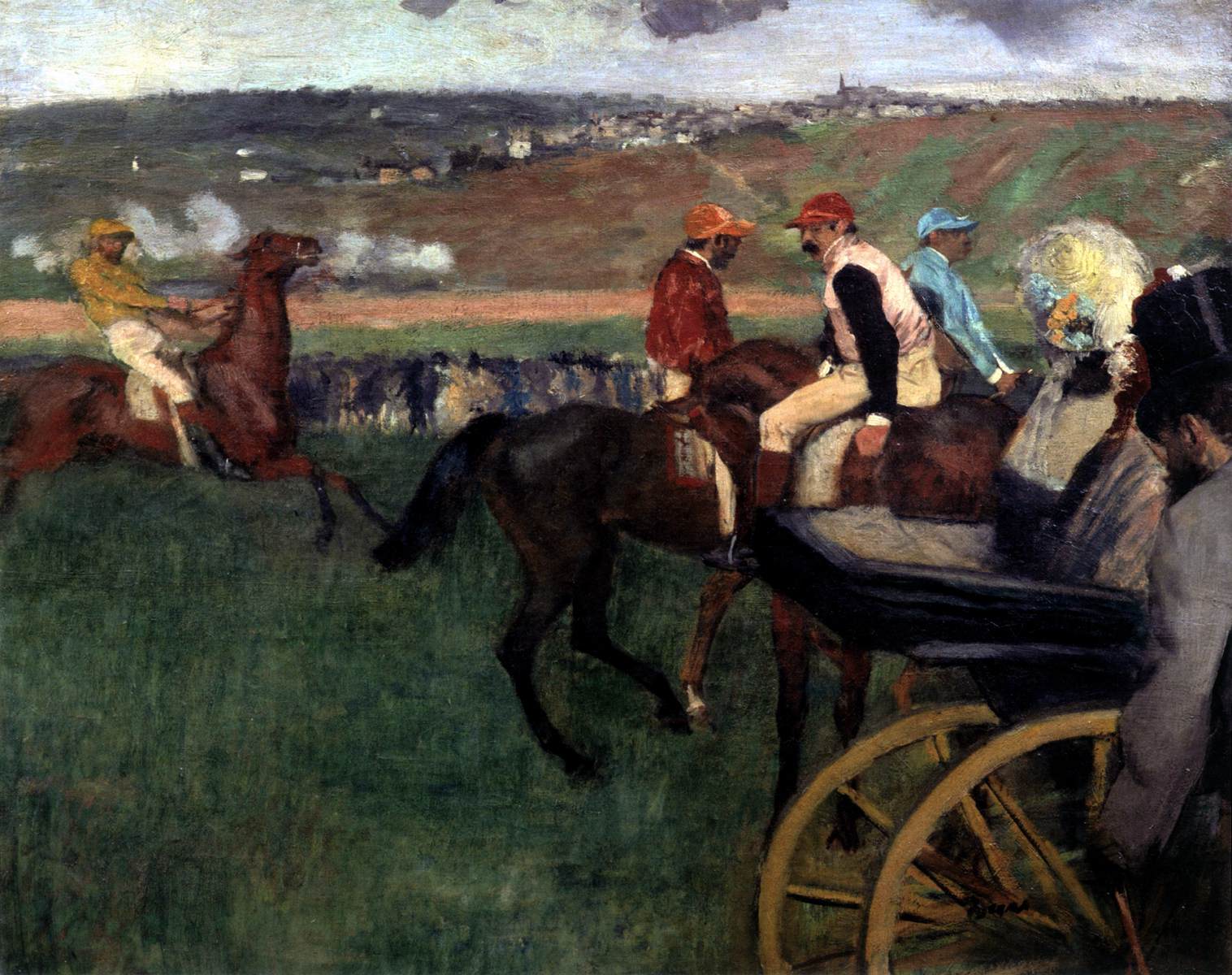 The Race Track. Amateur Jockeys by a Carriage