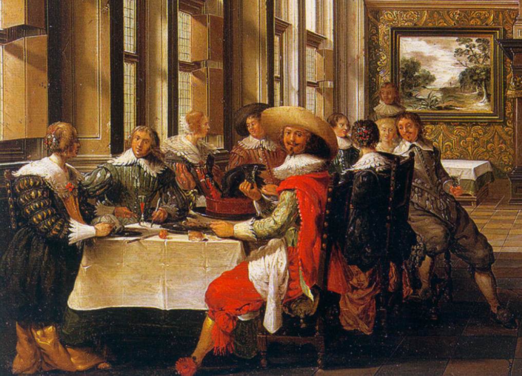 Distinguished Dinner Company in an Interior (detail)