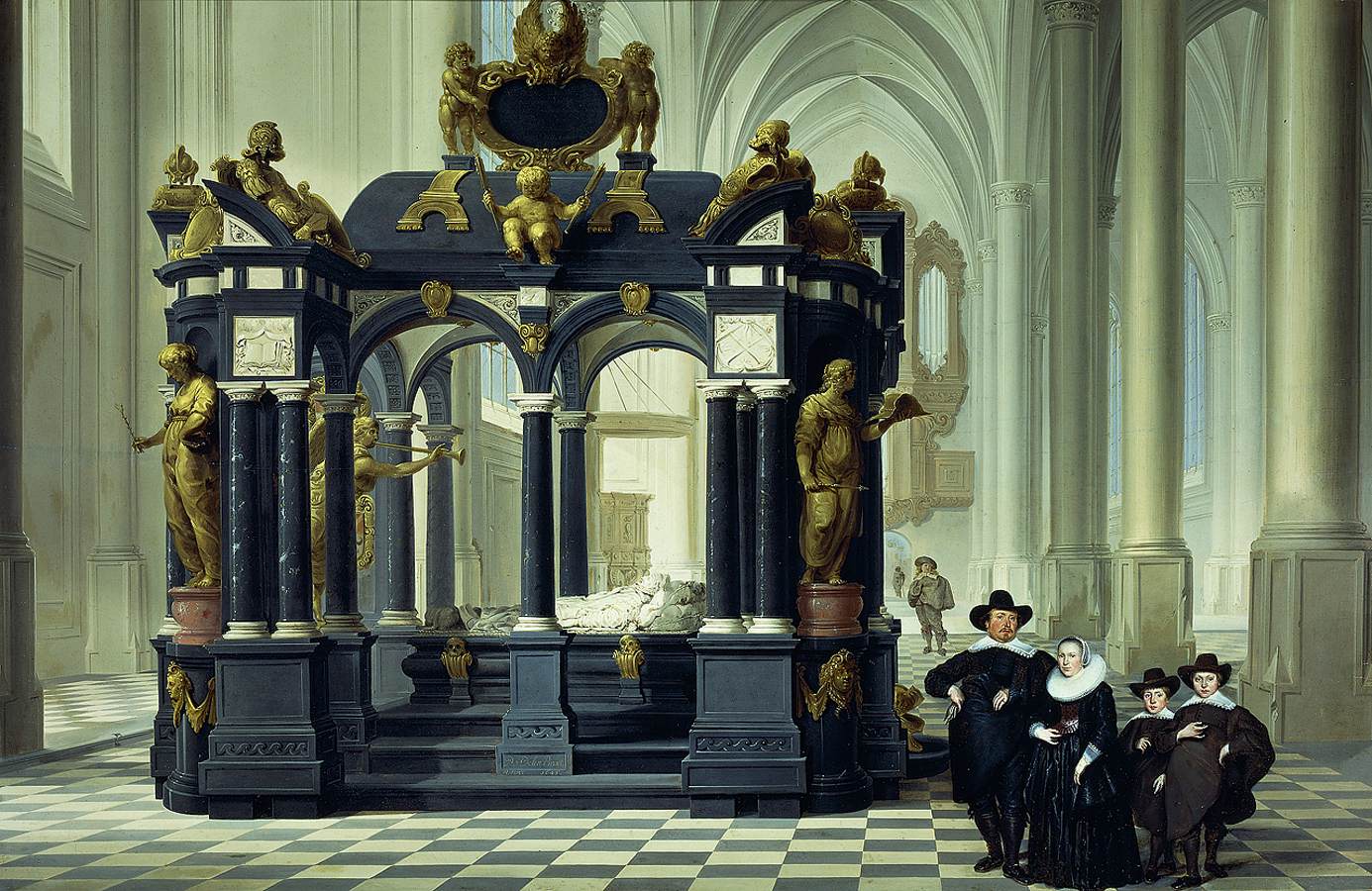 A Family beside the Tomb of Willem I in the Nieuwe Kerk, Delft