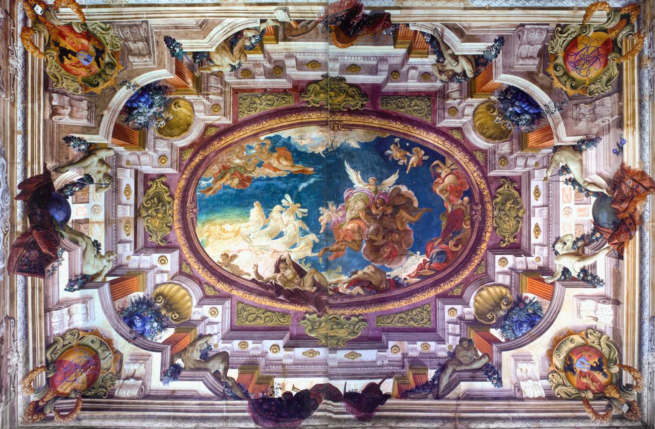 View of the ballroom ceiling