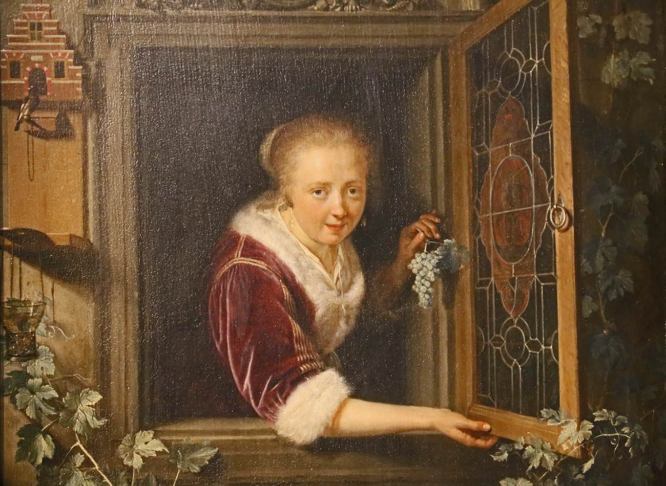 Young Woman at the Window with a Bunch of Grapes (detail)