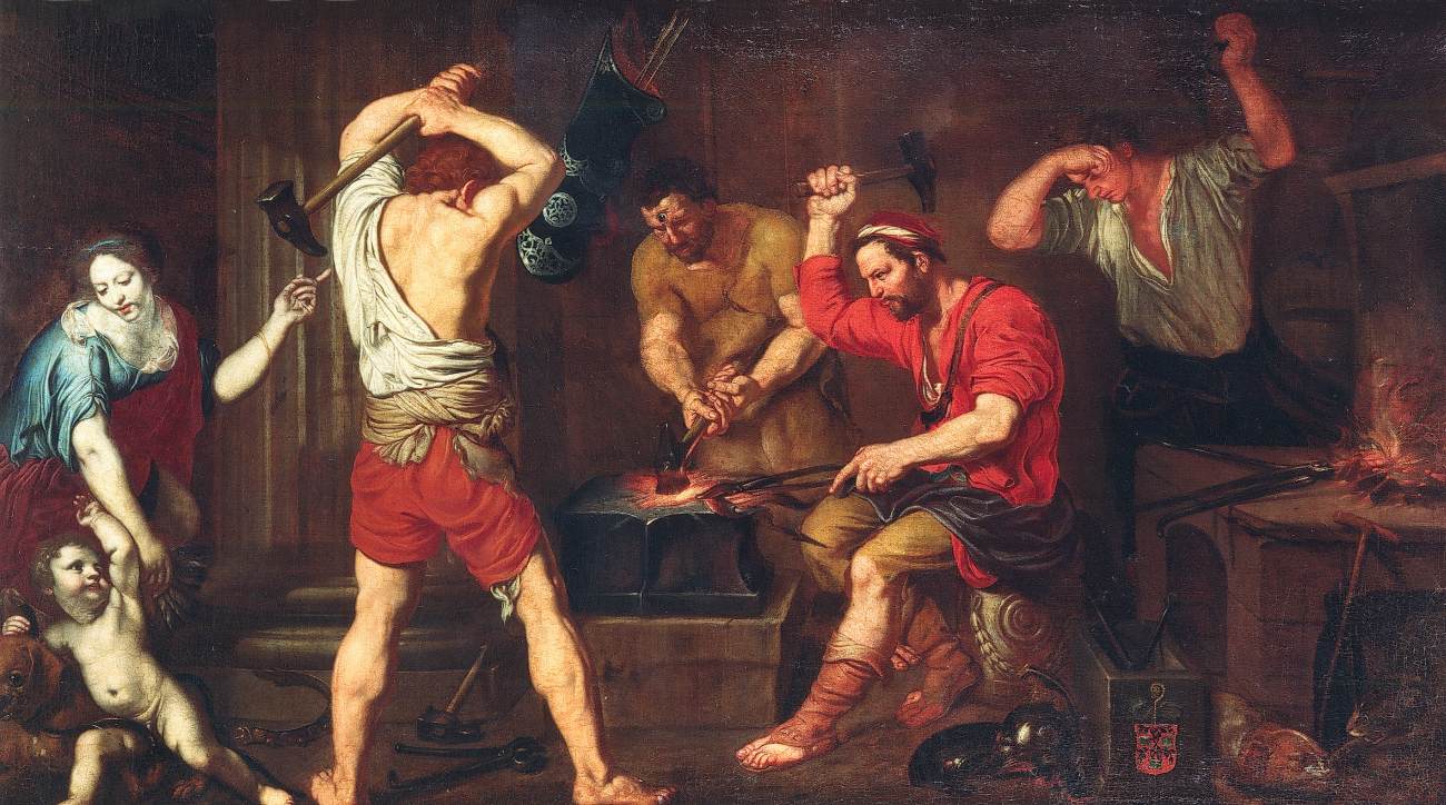 Venus and Cupid in the Forge of Vulcan