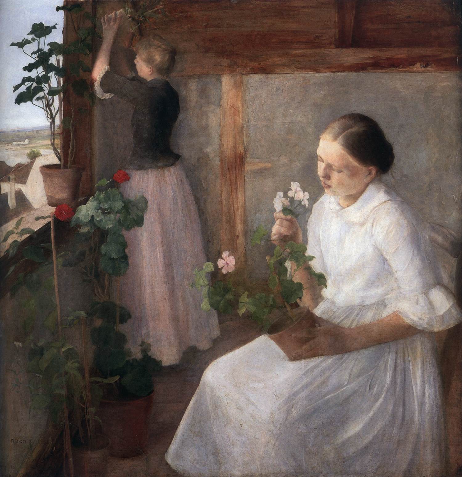 Girls Tending the Plants
