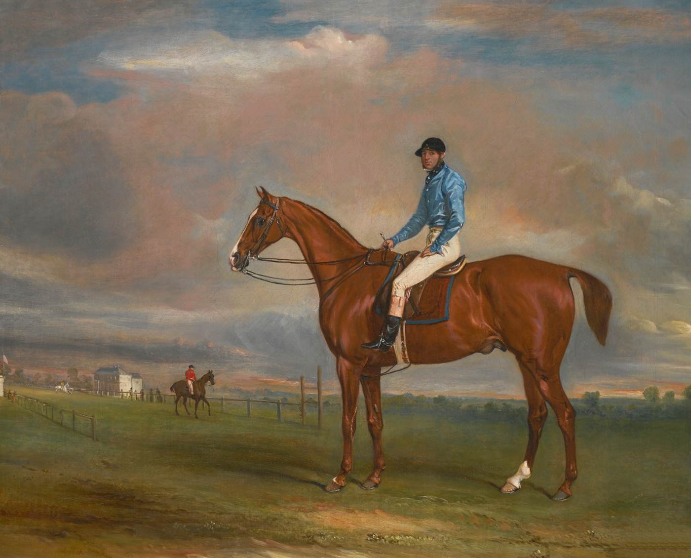 Philip, a Bay Racehorse with Jockey Up