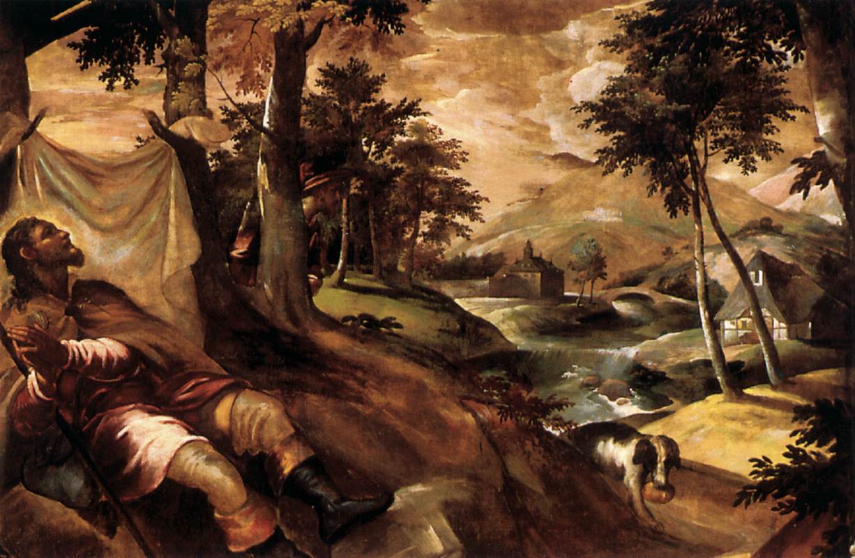 St Roch in Solitude Comforted by an Angel (detail)