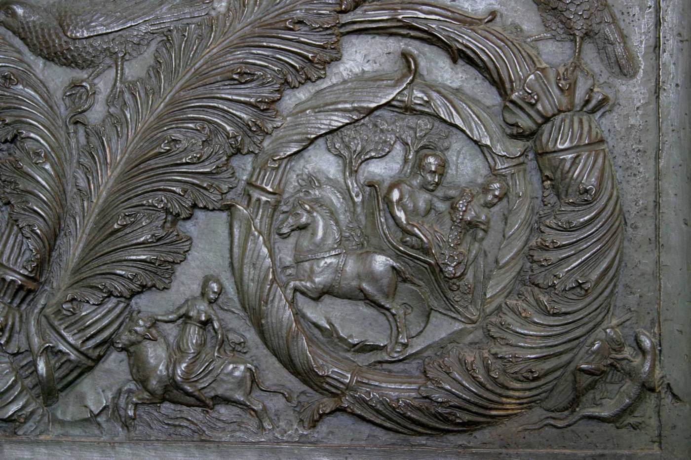 Bronze door: Mythological scene