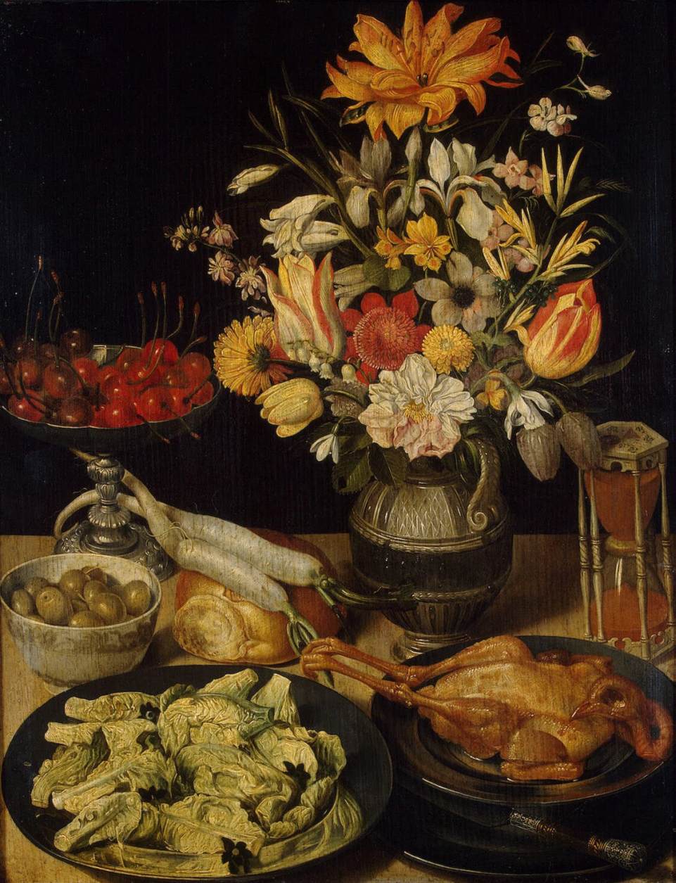 Still-Life with Flowers and Snacks