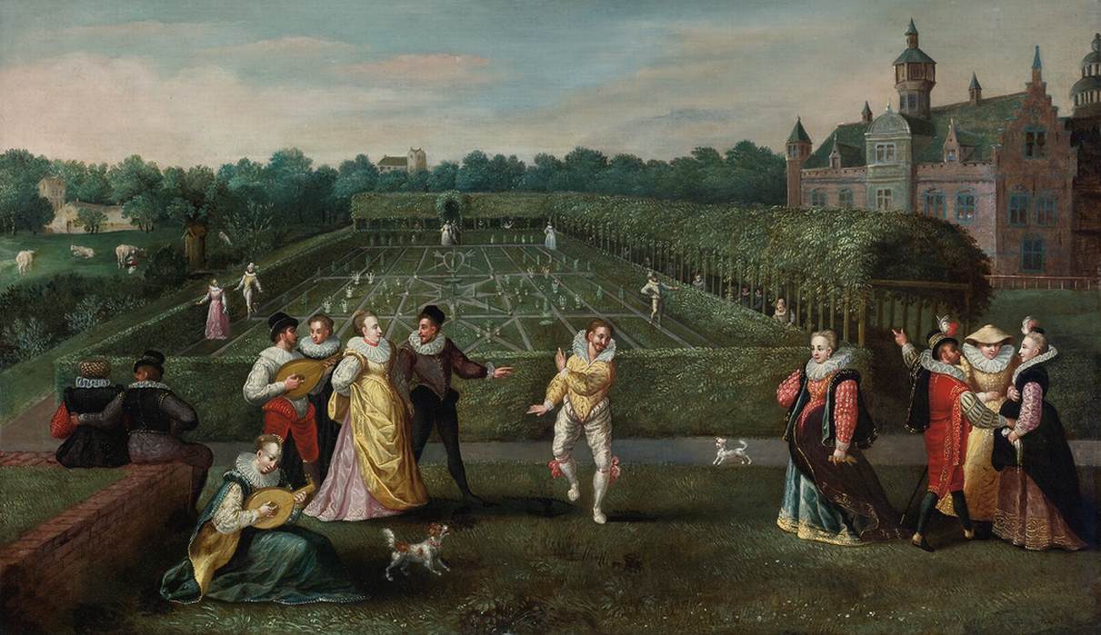 Courtiers Strolling in a Garden
