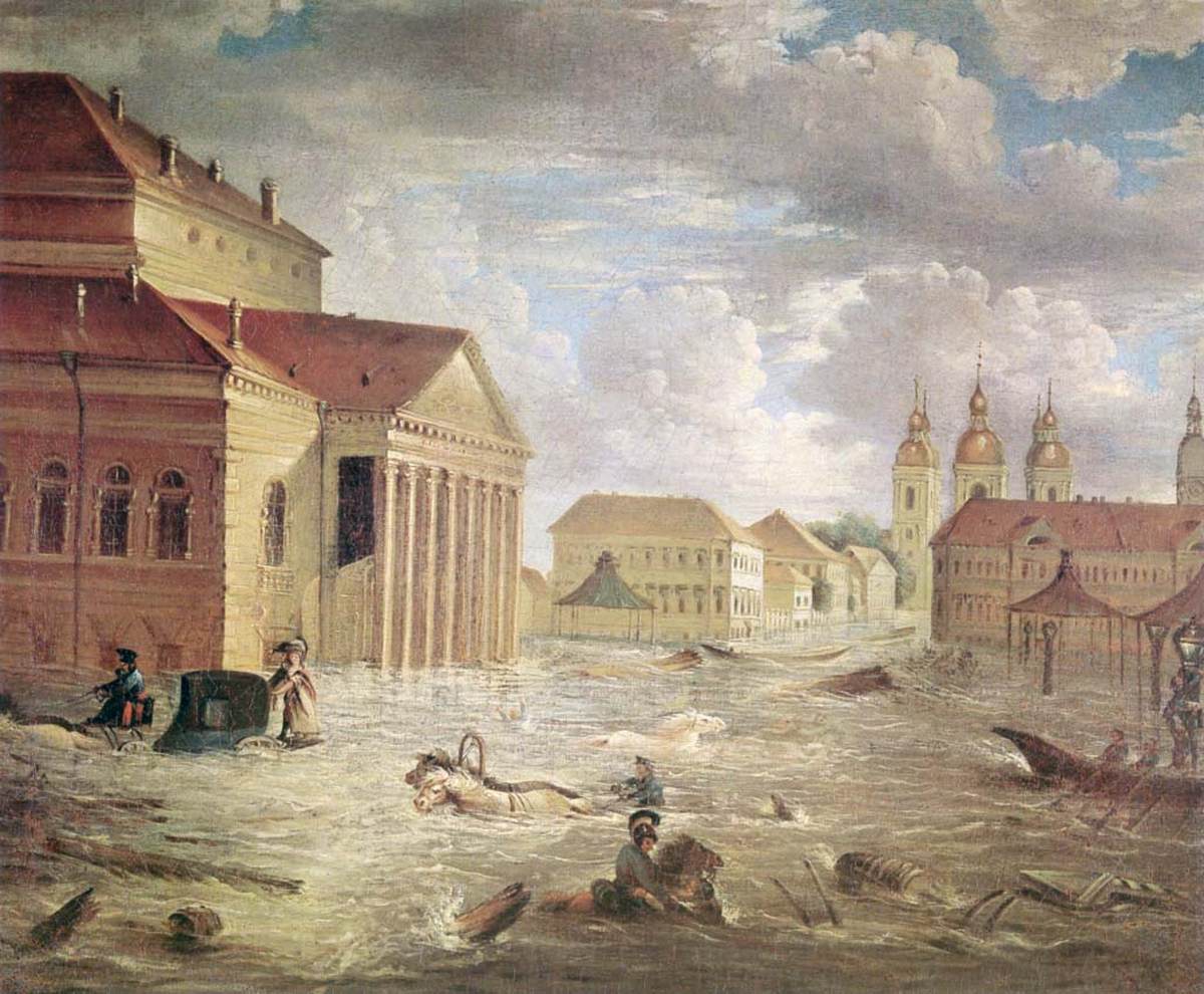 The Flood of 1824 in the Square at the Bolshoi Kamenny Theatre