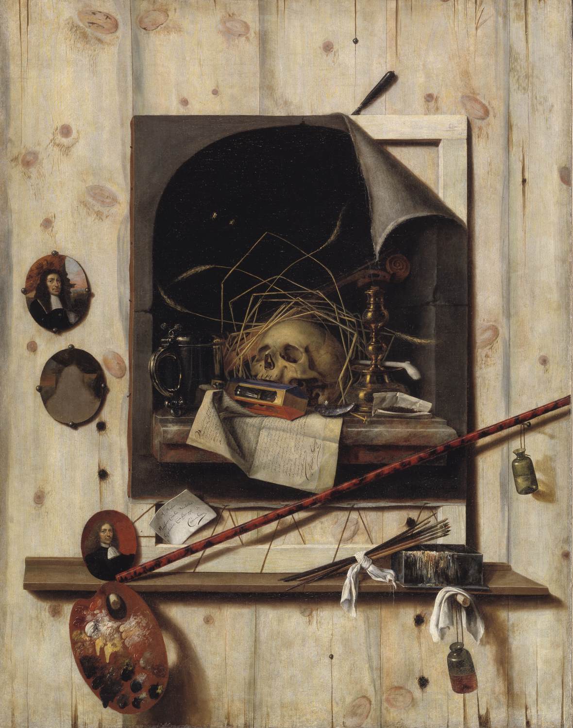 Trompe-l'oeil with Studio Wall and Vanitas Still-Life