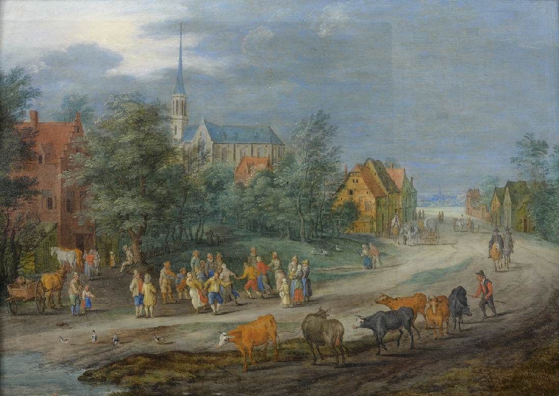 Dancing Villagers on the Edge of a Village