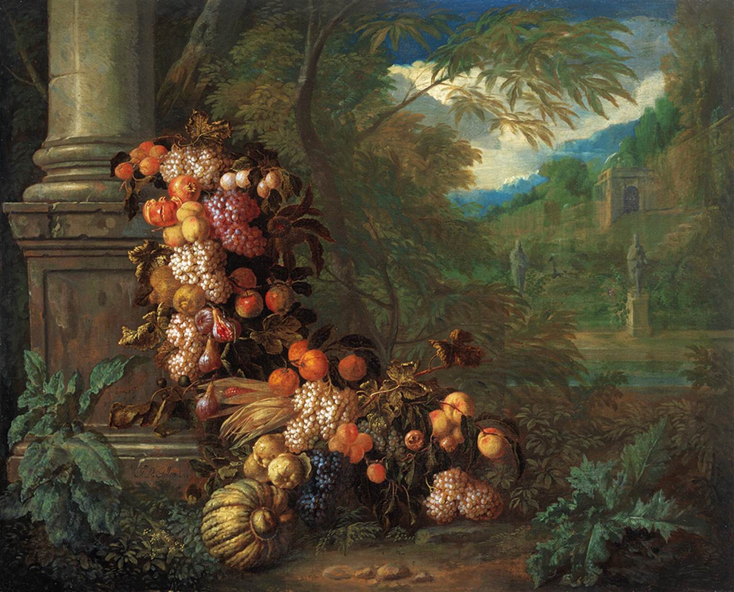 Still-Life with Fruit in a Landscape