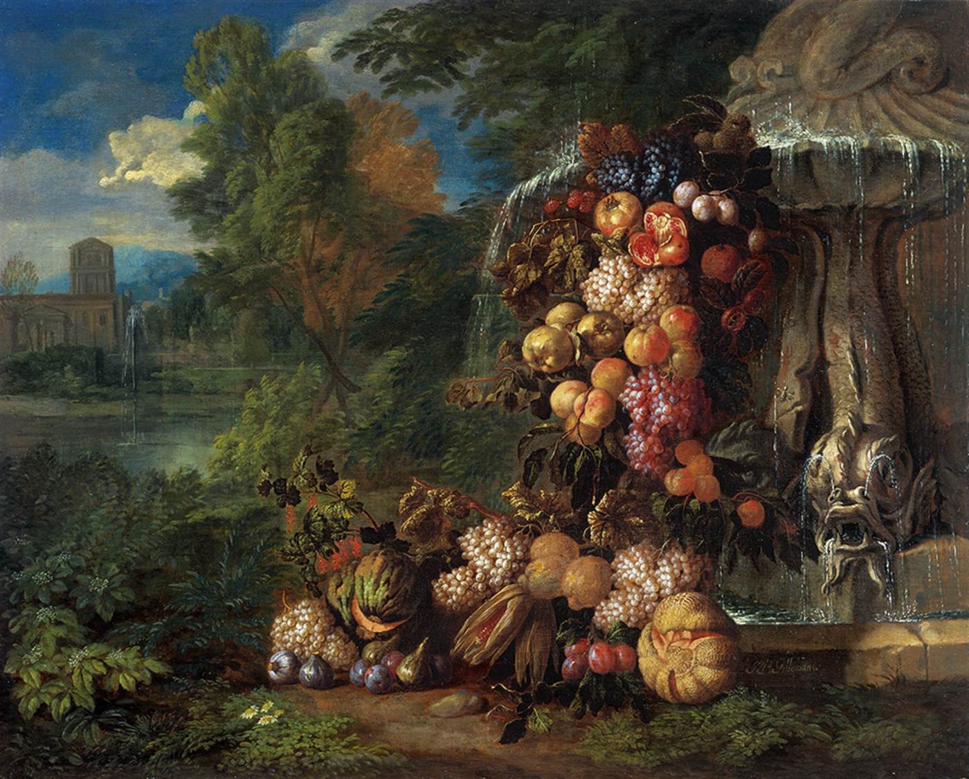 Still-Life with Fruit in a Landscape