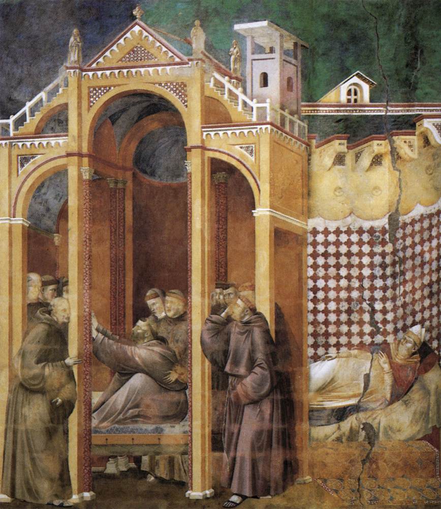 Legend of St Francis: 21. Apparition to Fra Agostino and to Bishop Guido of Arezzo