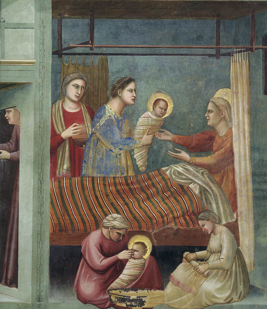 No. 7 Scenes from the Life of the Virgin: 1. The Birth of the Virgin (detail)