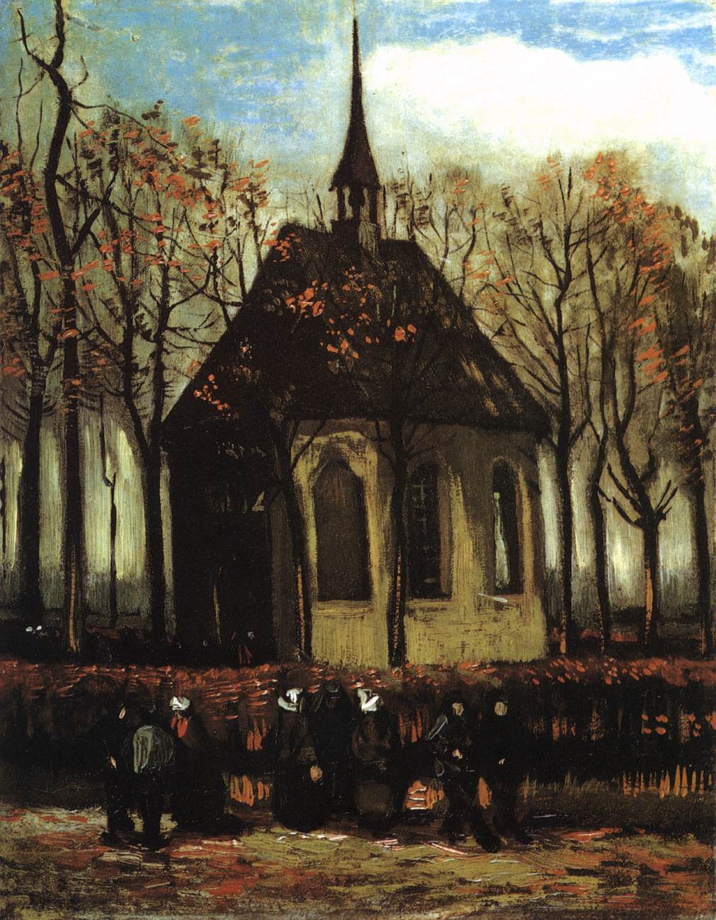 Chapel at Nuenen with Churchgoers