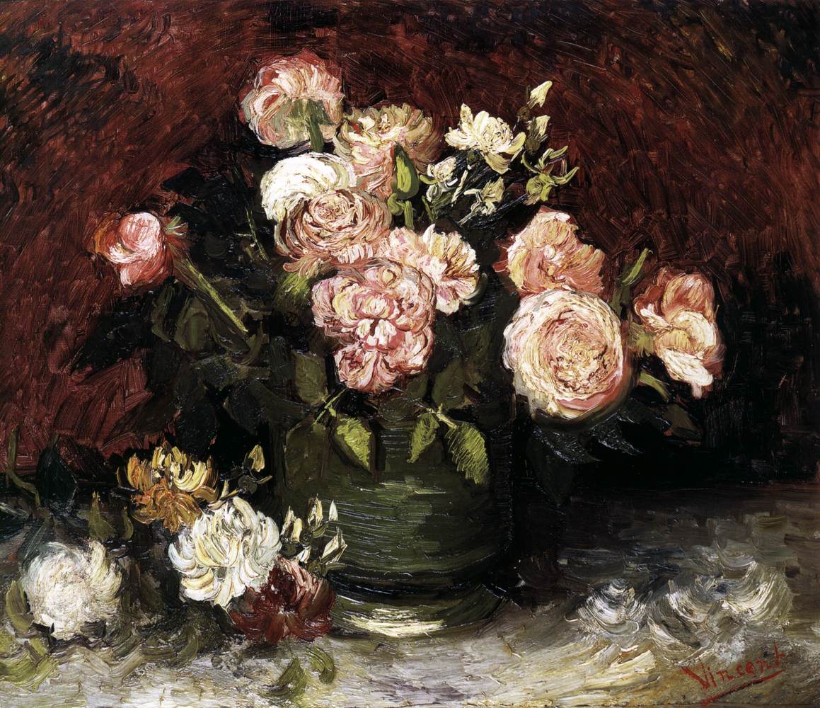 Bowl with Peonies and Roses