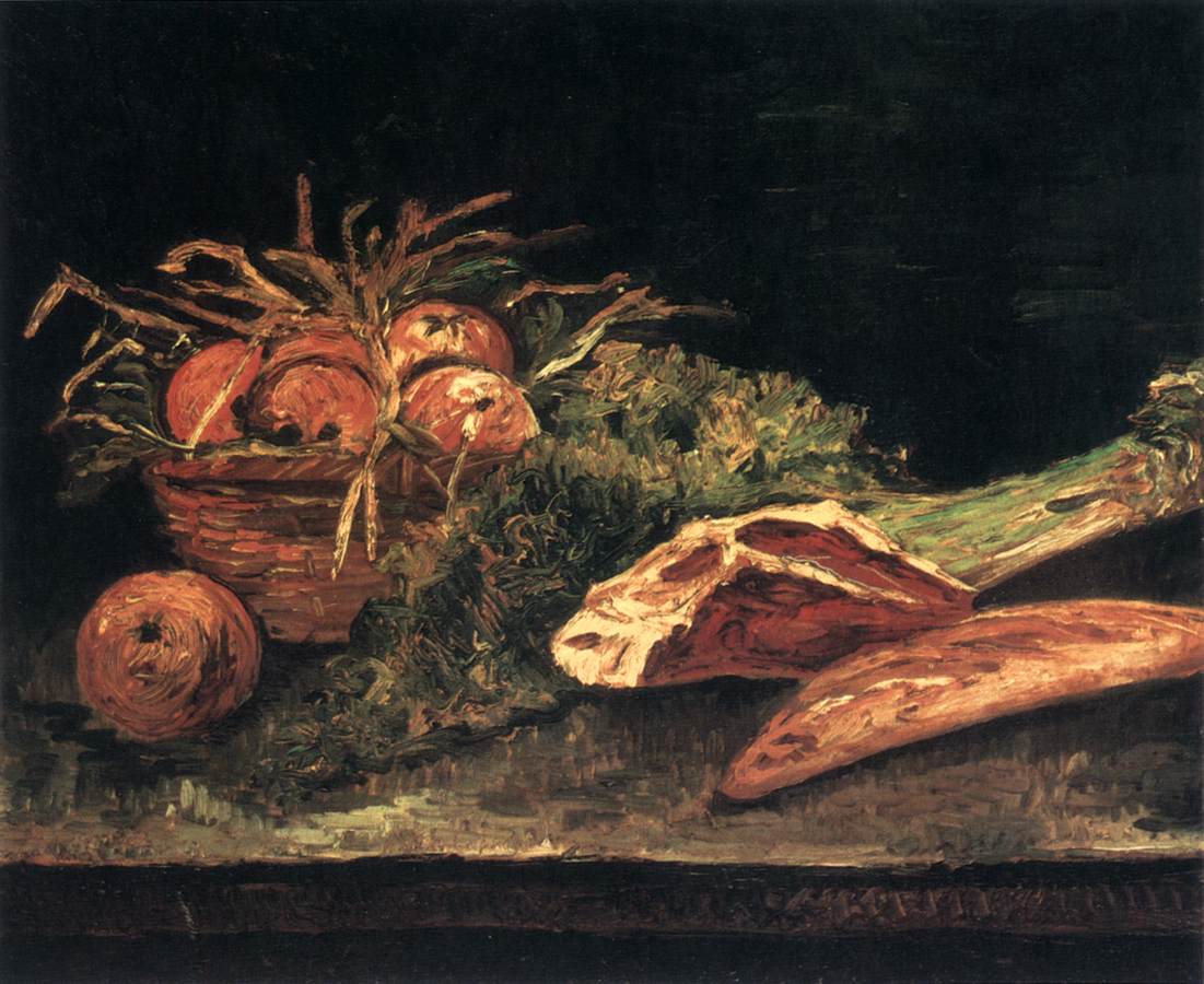 Still-Life with Apples, Meat and a Roll